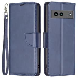 SKALO Google Pixel 7a Flip Cover m. pung i PU-læder - Blå