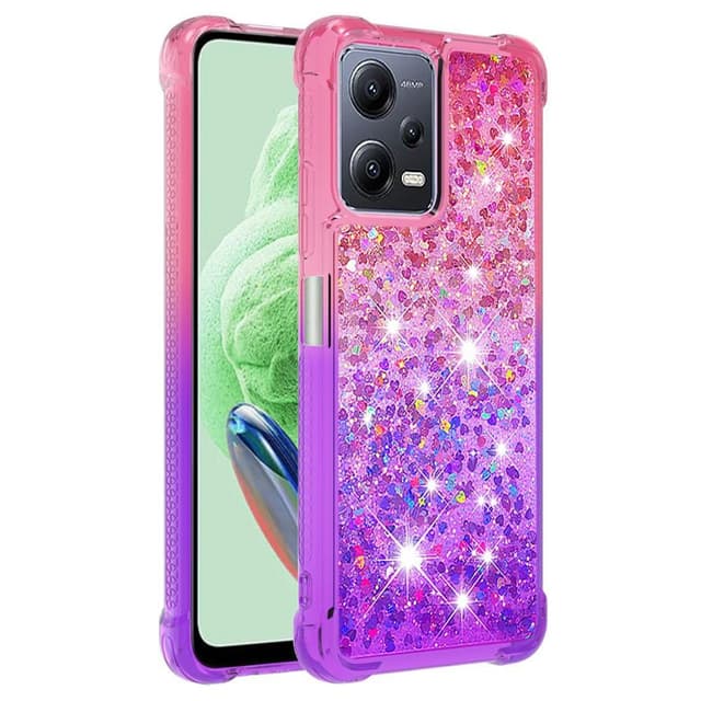 SKALO Xiaomi Redmi Note 12 5G Kvicksand Glitter Hjärtan TPU-skal - Rosa-Lila