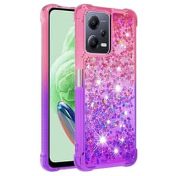SKALO Xiaomi Redmi Note 12 5G Kvicksand Glitter Hjerter TPU Cover - Pink-Lilla