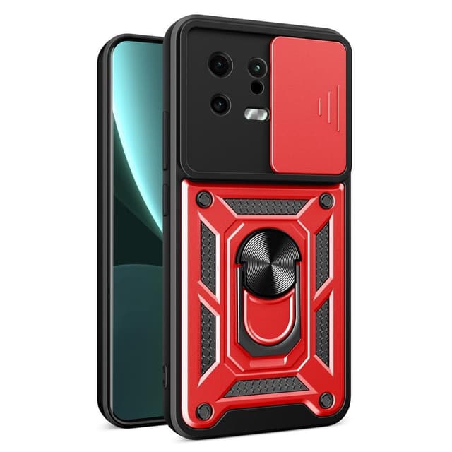 SKALO Xiaomi 13 5G Armor Hybrid Metal Ring Camera Slider - Rød