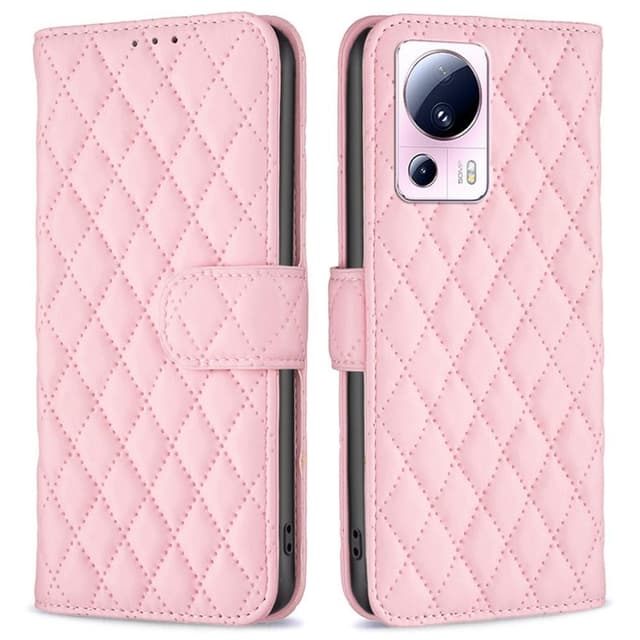 SKALO Xiaomi 13 Lite BINFEN COLOR Quiltat Plånbok - Rosa