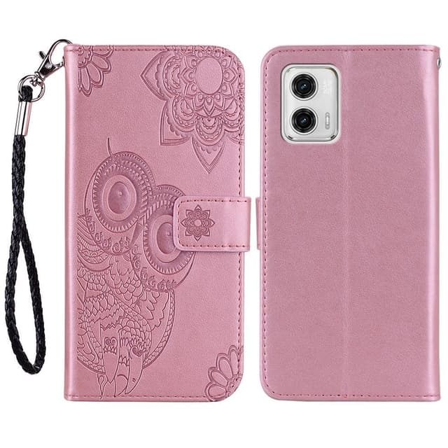 SKALO Motorola Moto G23 4G Mandala Owl Flip Cover - Rosa guld