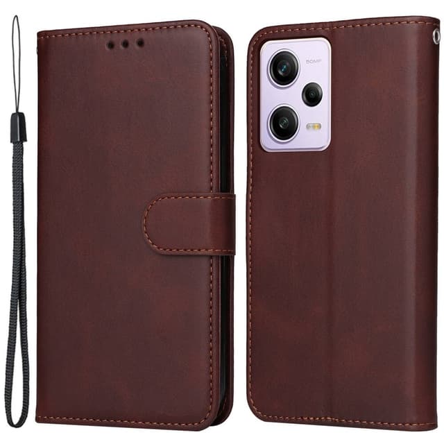 SKALO Xiaomi Redmi Note 12 Pro 5G Flip Cover m. pung i PU-læder - Brun