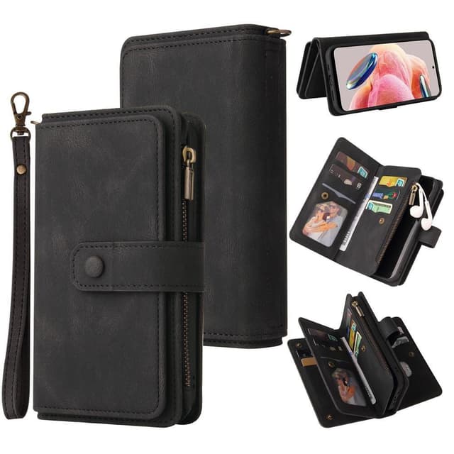 SKALO Xiaomi Redmi Note 12 4G Big Wallet 17-FACK Plånboksfodral - Svart