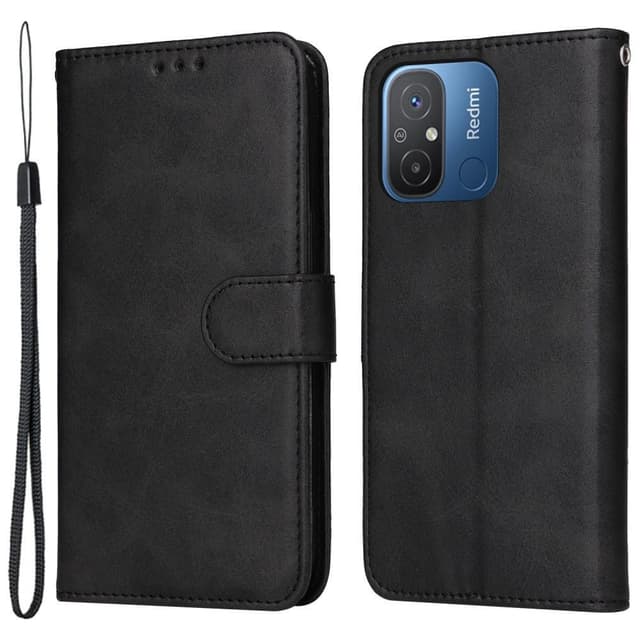 SKALO Xiaomi Redmi 12C 4G Flip Cover m. pung i PU-læder - Sort