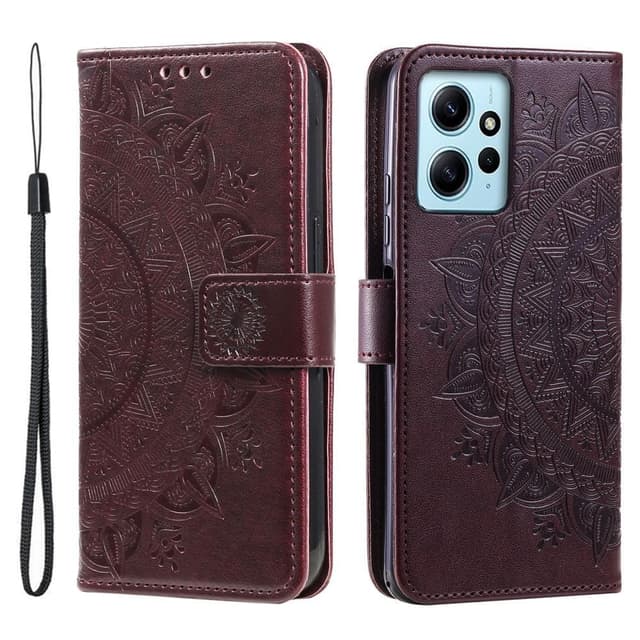 SKALO Xiaomi Redmi Note 12 4G Mandala Flip Cover - Brun