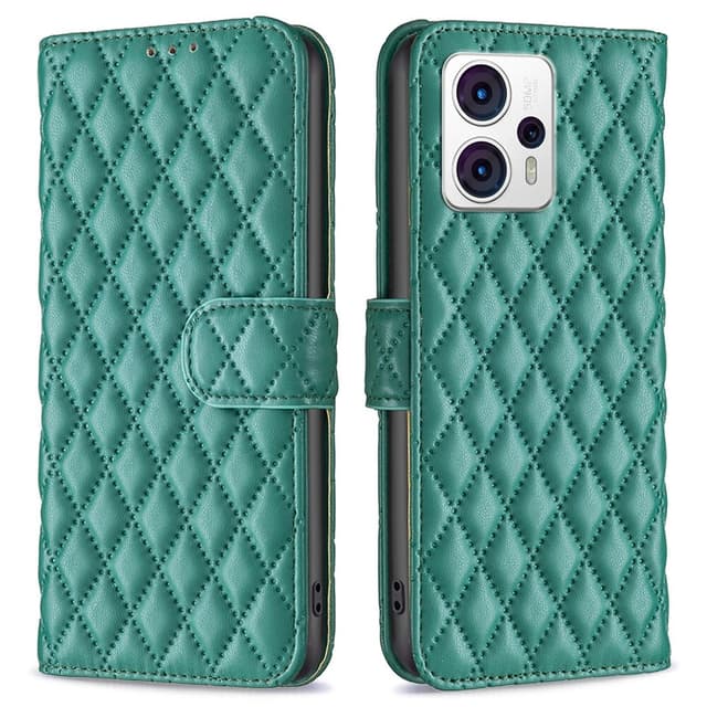 SKALO Motorola Moto G23 4G BINFEN COLOR Tikattu Lompakko - Vihreä