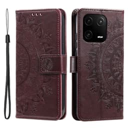 SKALO Xiaomi 13 Pro 5G Mandala Flip Cover - Brun