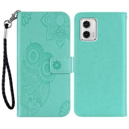 SKALO Motorola Moto G53 5G Mandala Owl lompakkokotelo - Turkoosi
