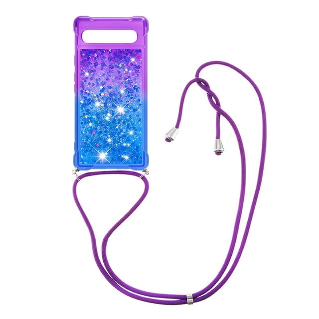 SKALO Google Pixel 7a Kvicksand Glitter Mobilhalsband - Lila-Blå