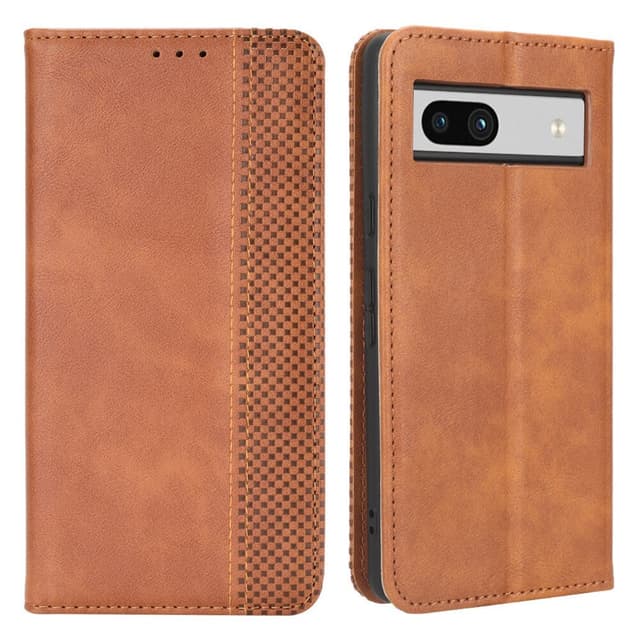 SKALO Google Pixel 7a Embossed Premium Plånboksfodral - Brun