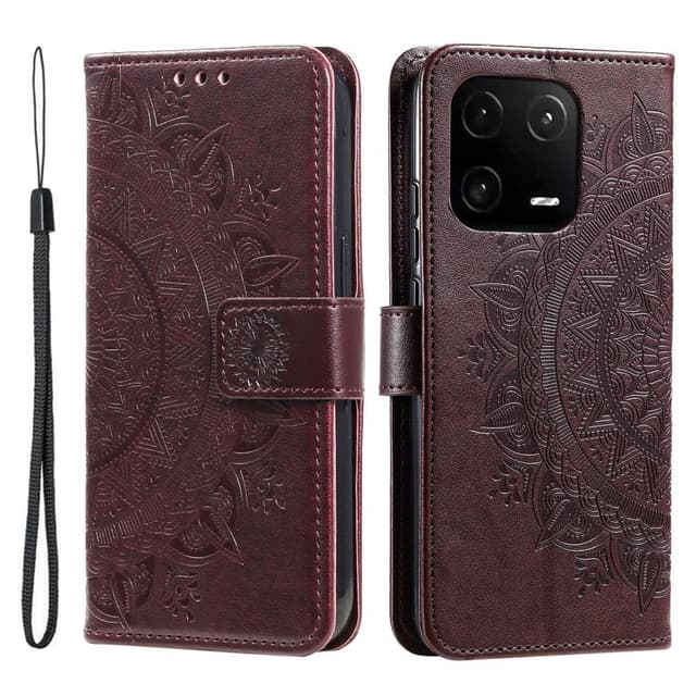 SKALO Xiaomi 13 5G Mandala Flip Cover - Brun