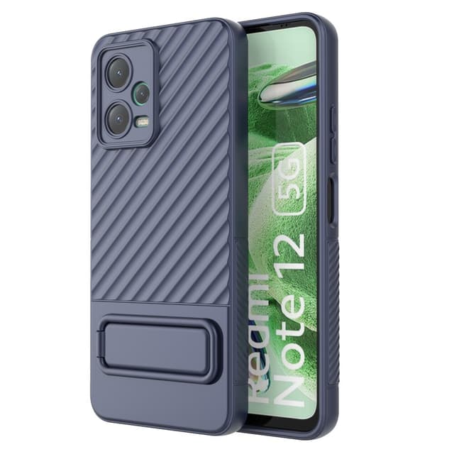 SKALO Xiaomi Redmi Note 12 5G Twill 2.0 TPU-Cover med rack - Mørkeblå