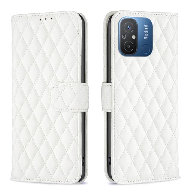 SKALO Xiaomi Redmi 12C 4G BINFEN COLOR Quiltat Plånbok - Vit