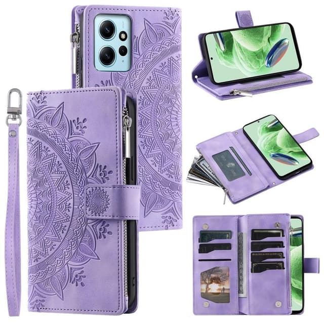 SKALO Xiaomi Redmi Note 12 4G Big Wallet Mandala Pungetaske - Lilla