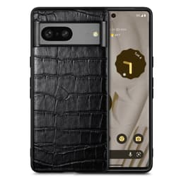 SKALO Google Pixel 7a Crocodile PU Nahka Hybrid Suojakuori - Musta