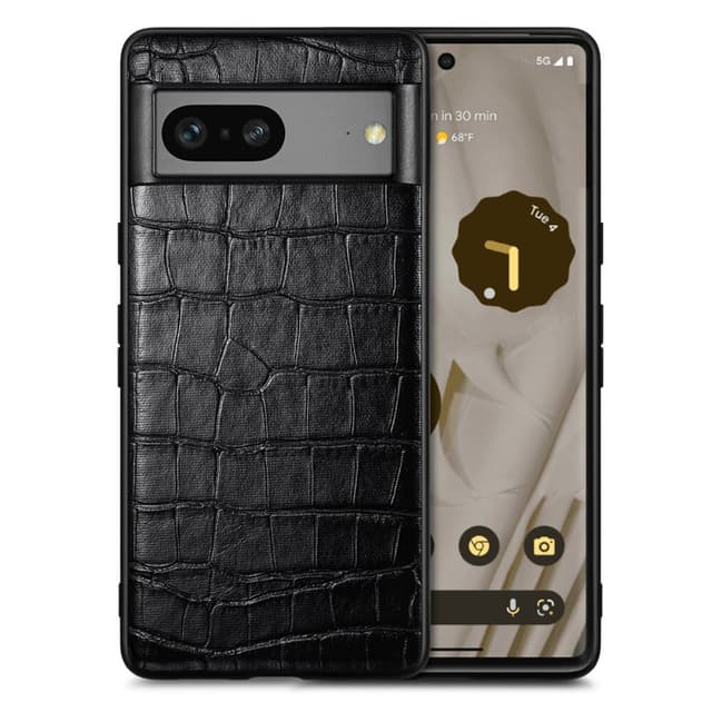 SKALO Google Pixel 7a Krokodil PU-Läder Hybrid Skal - Svart