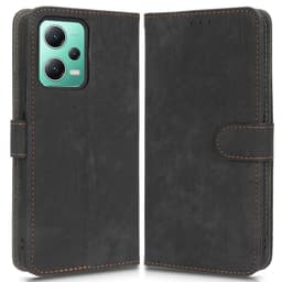 SKALO Xiaomi Redmi Note 12 5G Flip Cover m. pung i PU-læder - Sort