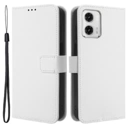 SKALO Motorola Moto G73 5G Premium Mini Rhombus Lompakkokotelo - Valkoinen