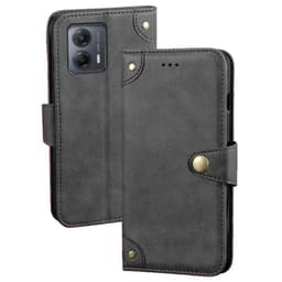 SKALO Motorola Moto G53 5G IDEWEI Plånboksfodral i PU-Läder - Svart