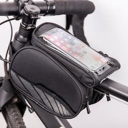 Waterproof bicycle frame bag with a removable phone case, Black
