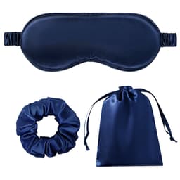 Sovmask mullbärssilke med hårögla/förvaringsväska Tummansininen