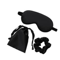 Sovmask mullbärssilke med hårögla/förvaringsväska Musta