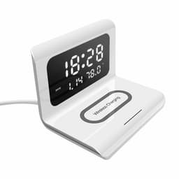 Alarm with Qi charger, White