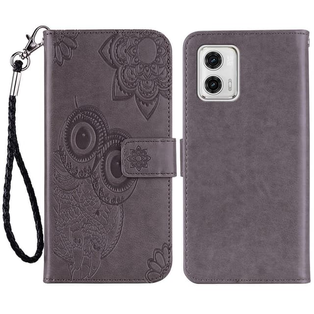 SKALO Motorola Moto G23 4G Mandala Owl Plånboksfodral - Grå