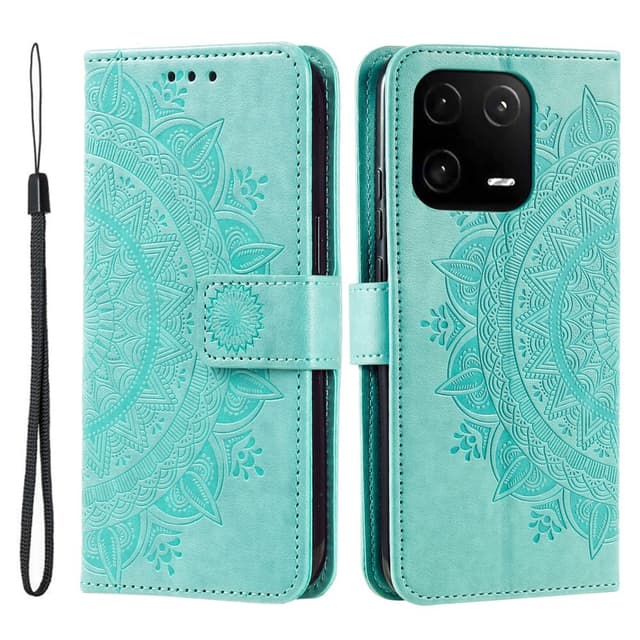 SKALO Xiaomi 13 5G Mandala Flip Cover - Turkis