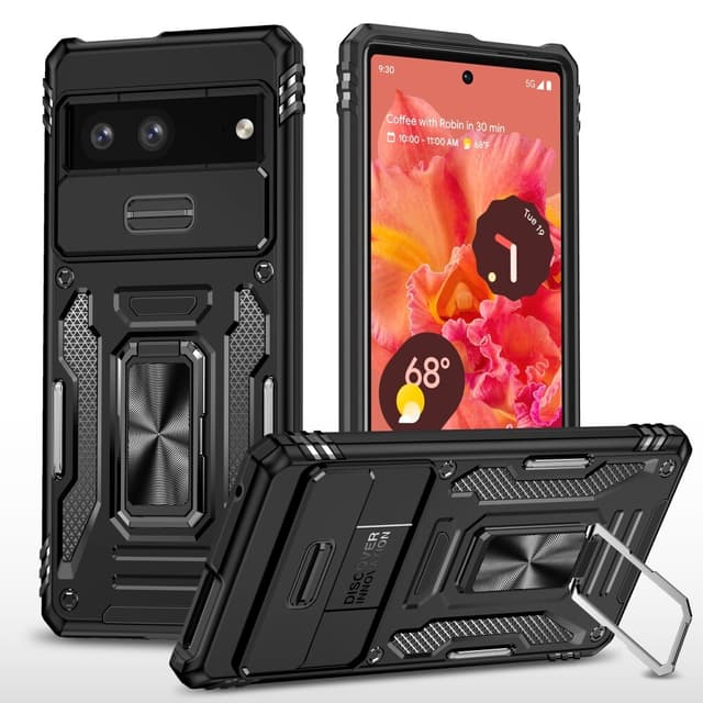 SKALO Google Pixel 7a Armor Hybrid Metallring Kameraslider - Svart