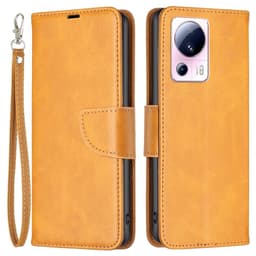 SKALO Xiaomi 13 Lite Flip Cover m. pung i PU-læder - Gul