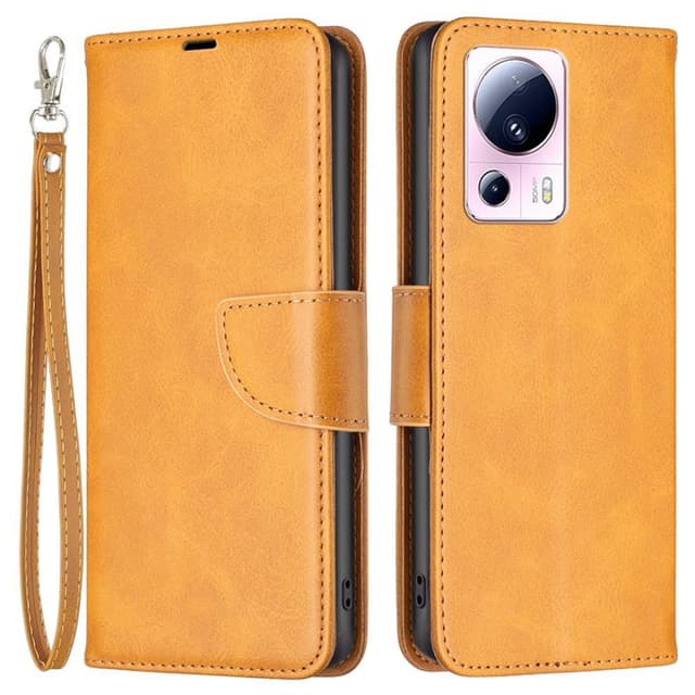 SKALO Xiaomi 13 Lite Flip Cover m. pung i PU-læder - Gul