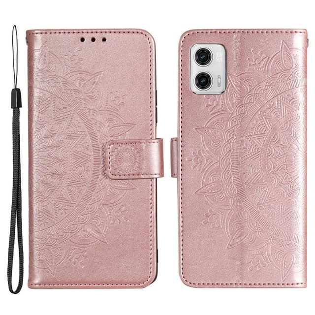 SKALO Motorola Moto G73 5G Mandala lompakkokotelo - Ruusukulta