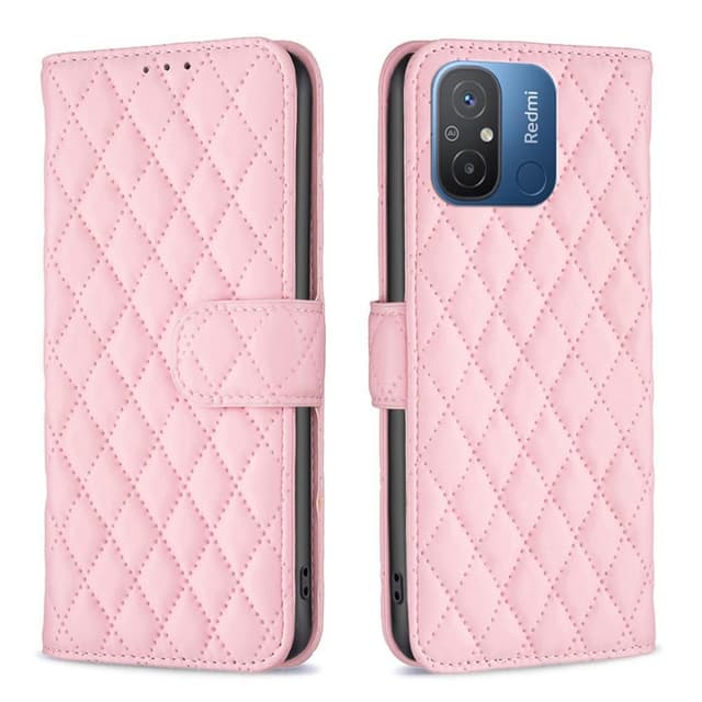 SKALO Xiaomi Redmi 12C 4G BINFEN COLOR Quiltat Plånbok - Rosa