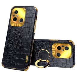 SKALO Xiaomi Redmi 12C 4G Crocodile Guldkant Cover - Sort