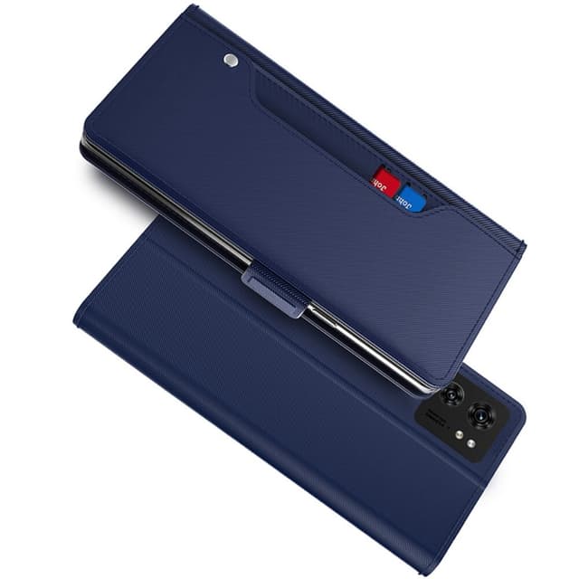 SKALO Motorola Edge 40 5G Kortholder Mirror Flip Cover - Blå