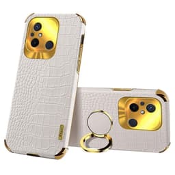 SKALO Xiaomi Redmi 12C 4G Crocodile Guldkant Cover - Hvid