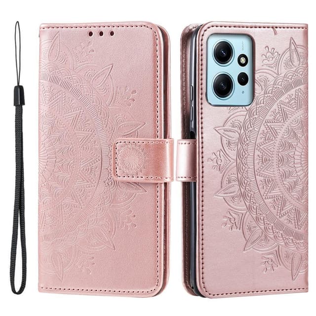 SKALO Xiaomi Redmi Note 12 4G Mandala Flip Cover - Rosa guld