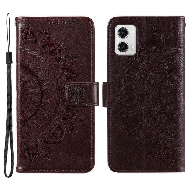 SKALO Motorola Moto G73 5G Mandala lompakkokotelo - Ruskea