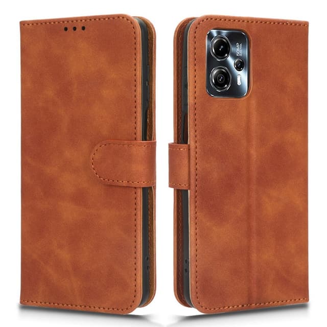 SKALO Motorola Moto G23 4G Matt PU-Läder Plånboksfodral - Brun