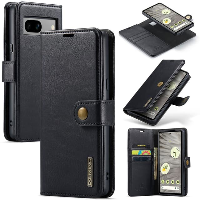 DG MING Google Pixel 7a 2-in-1 magneetti lompakkokotelo - Musta