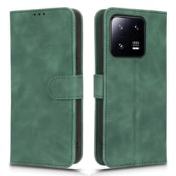 SKALO Xiaomi 13 Pro 5G Matt PU-Läder Plånboksfodral - Grön