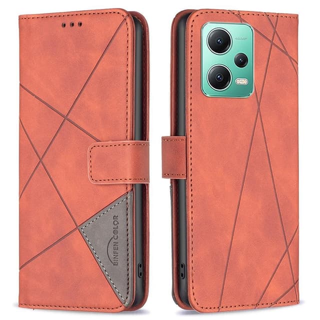 Xiaomi Redmi Note 12 5G BINFEN COLOR Embossed Plånboksfodral - Brun