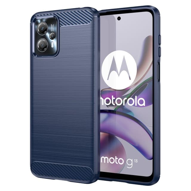 SKALO Motorola Moto G23 4G Armor Carbon Iskunkestävä TPU suojakuori - Sininen
