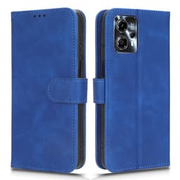 SKALO Motorola Moto G23 4G Matt PU Nahka lompakkokotelo - Sininen