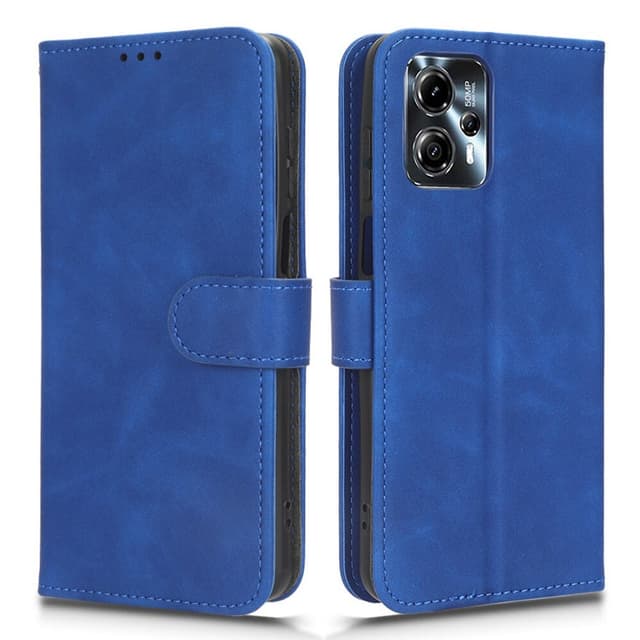 SKALO Motorola Moto G23 4G Matt PU Nahka lompakkokotelo - Sininen