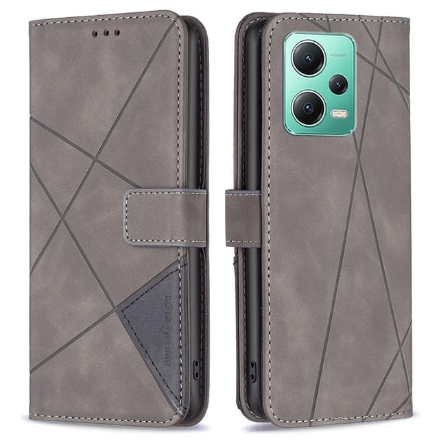 Xiaomi Redmi Note 12 5G BINFEN COLOR Præget Flip Cover - Grå