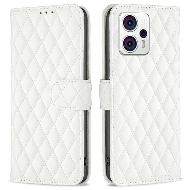 SKALO Motorola Moto G23 4G BINFEN COLOR Quiltat Plånbok - Vit