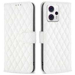 SKALO Motorola Moto G23 4G BINFEN COLOR Tikattu Lompakko - Valkoinen